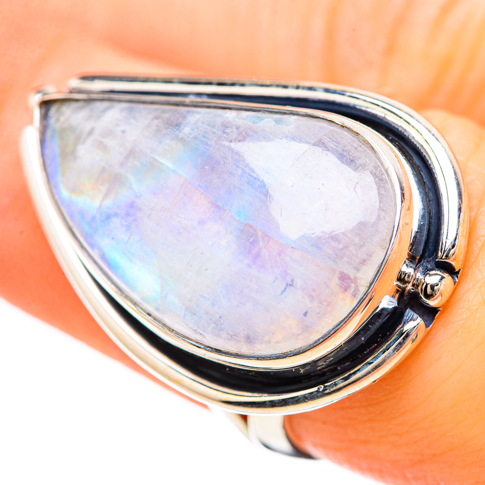 Rainbow Moonstone Rings handcrafted by Anasilvercos - RING133009