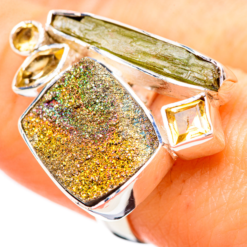 Spectro Pyrite Druzy Rings handcrafted by Anasilvercos - RING133011