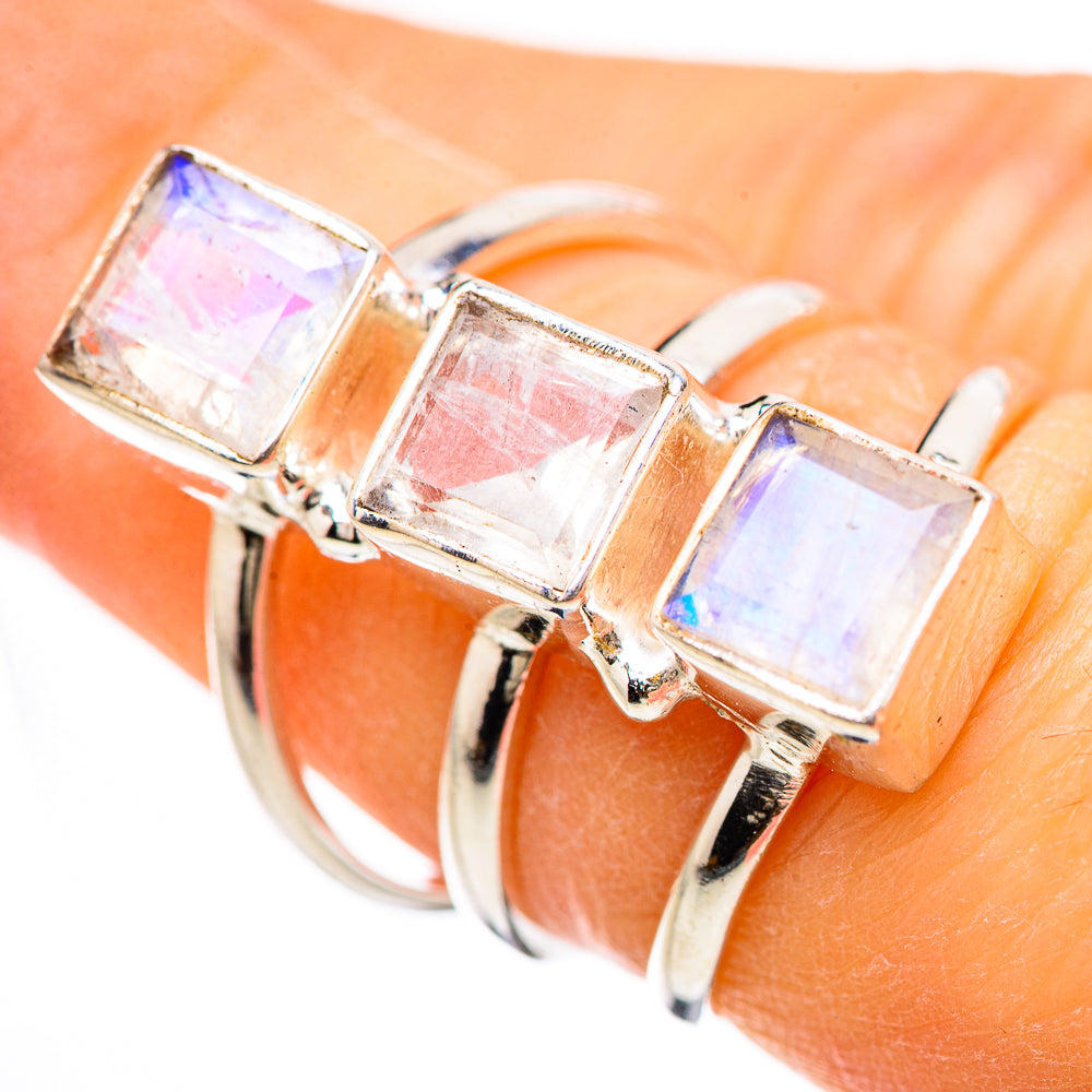 Rainbow Moonstone Rings handcrafted by Anasilvercos - RING133034