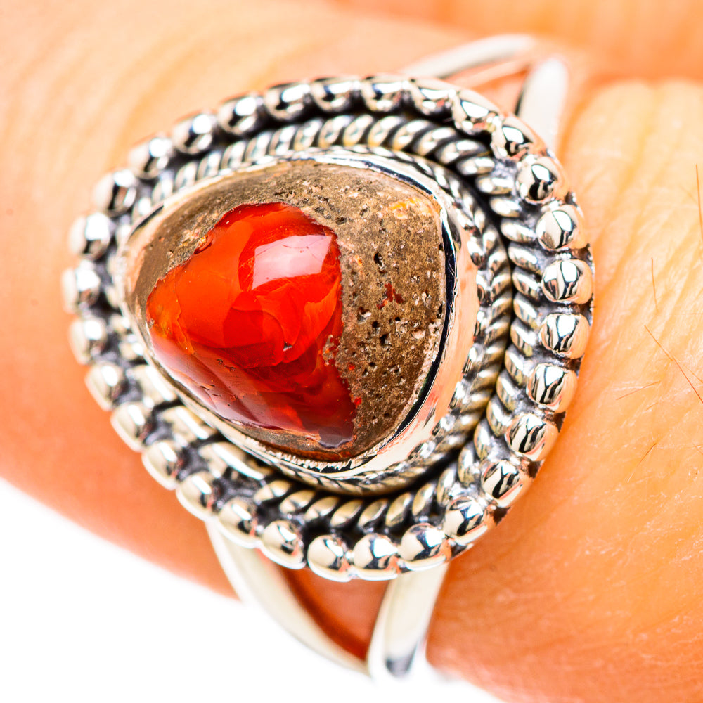 Mexican Fire Opal Rings handcrafted by Anasilvercos - RING133037