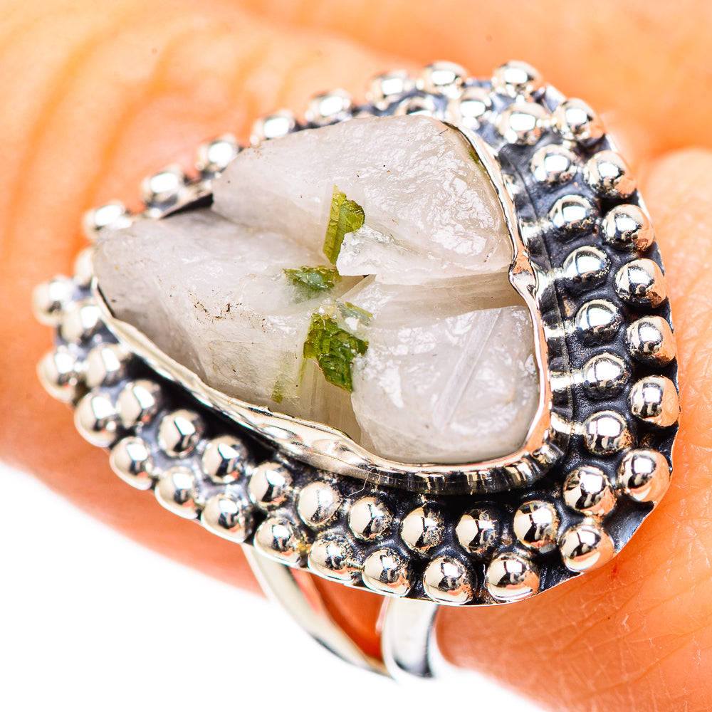 Green Tourmaline In Quartz Rings handcrafted by Anasilvercos - RING133051