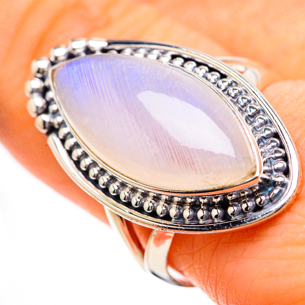 Rainbow Moonstone Rings handcrafted by Anasilvercos - RING133066