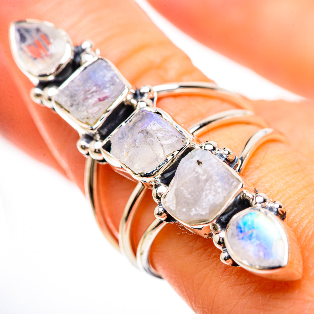 Rainbow Moonstone Rings handcrafted by Anasilvercos - RING133104