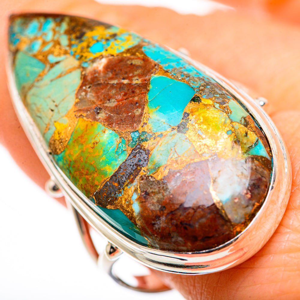 Blue Copper Composite Turquoise Rings handcrafted by Anasilvercos - RING133107