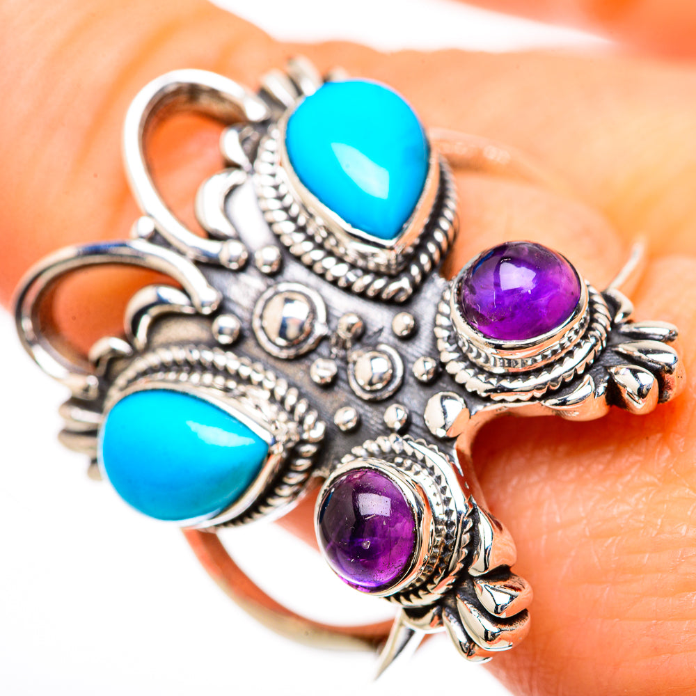 Sleeping Beauty Turquoise Rings handcrafted by Anasilvercos - RING133109