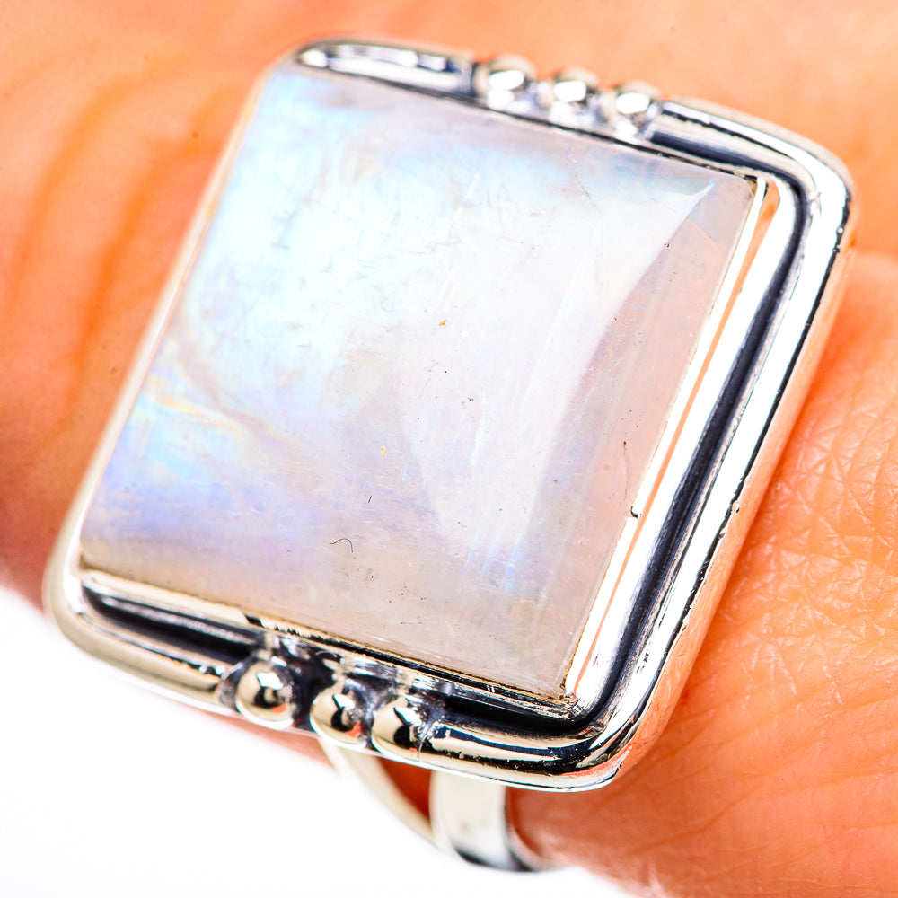 Rainbow Moonstone Rings handcrafted by Anasilvercos - RING133133