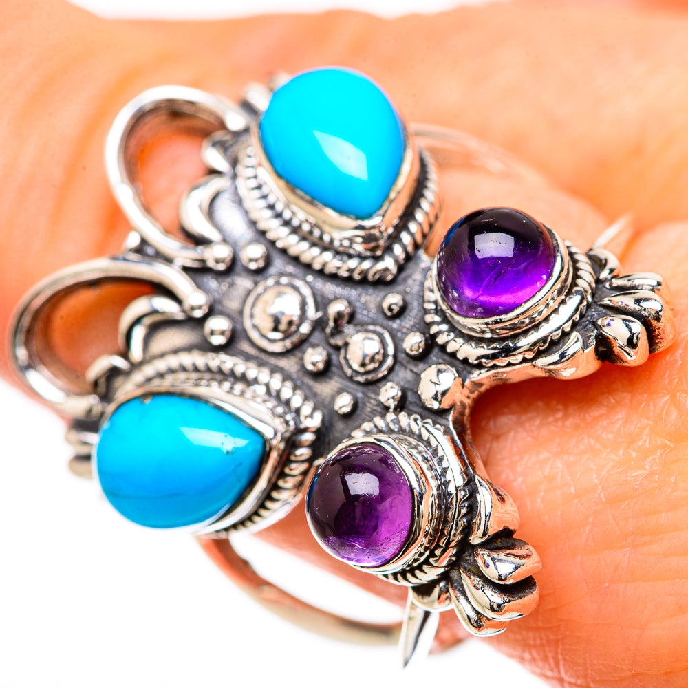 Sleeping Beauty Turquoise Rings handcrafted by Anasilvercos - RING133135