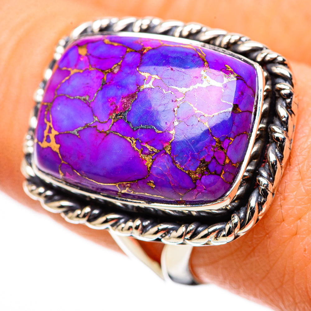 Purple Copper Composite Turquoise Rings handcrafted by Anasilvercos - RING133179
