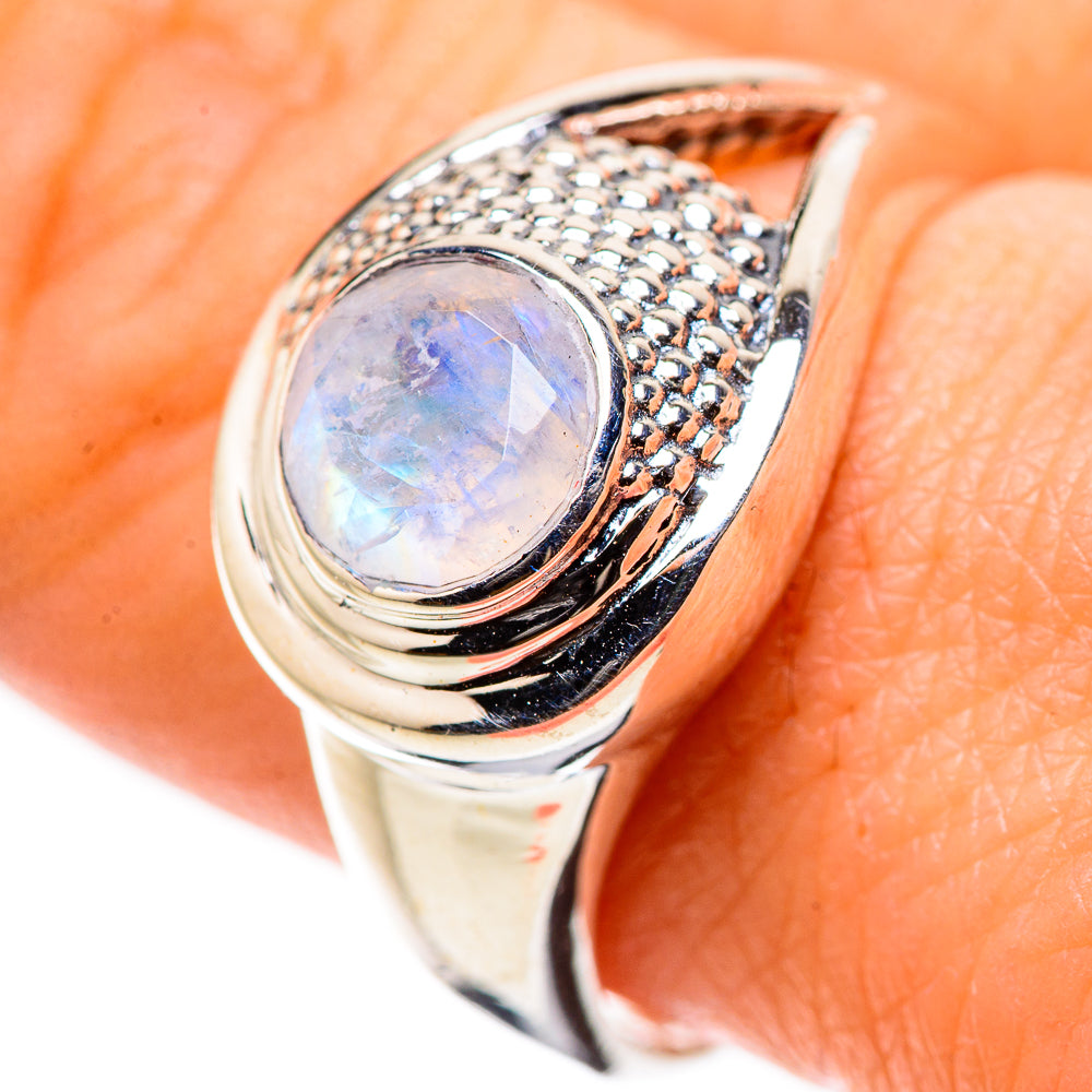 Rainbow Moonstone Rings handcrafted by Anasilvercos - RING133185