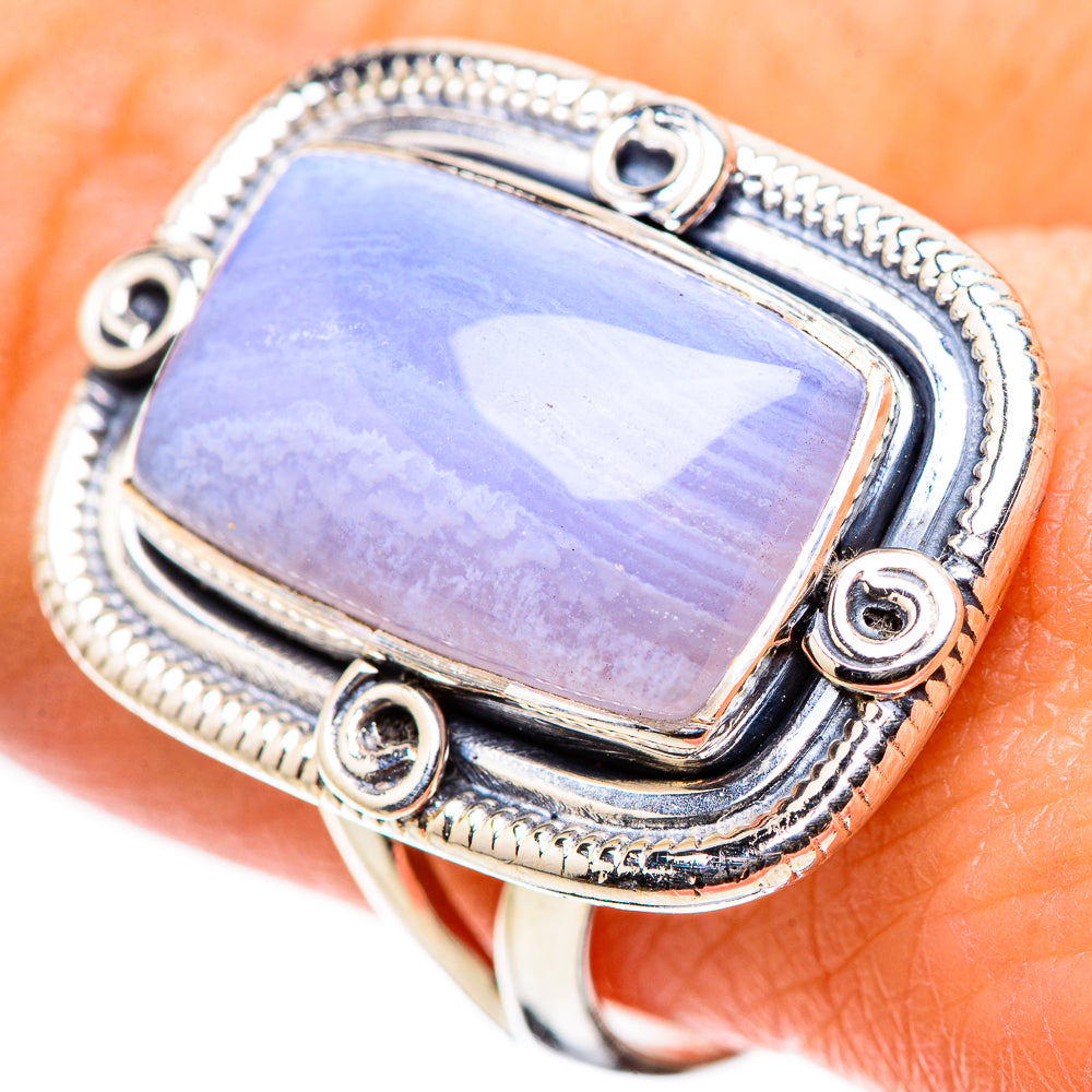 Blue Lace Agate Rings handcrafted by Anasilvercos - RING133207