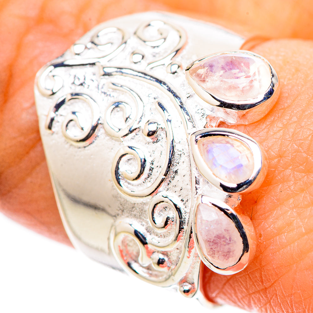Rainbow Moonstone Rings handcrafted by Anasilvercos - RING133208