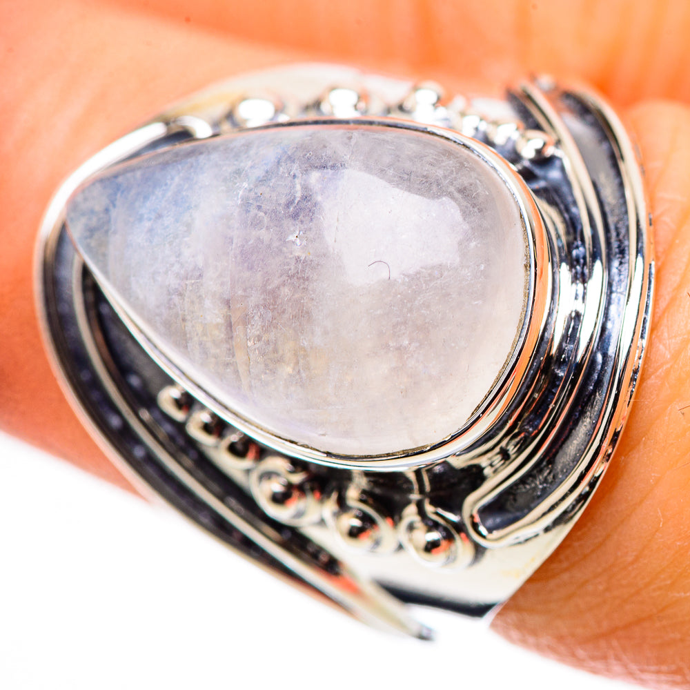 Rainbow Moonstone Rings handcrafted by Anasilvercos - RING133232