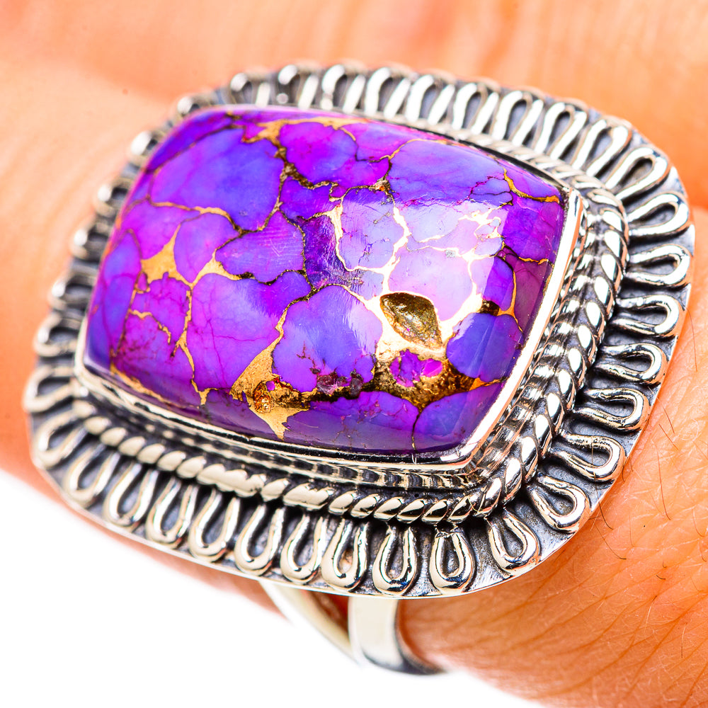 Purple Copper Composite Turquoise Rings handcrafted by Anasilvercos - RING133270