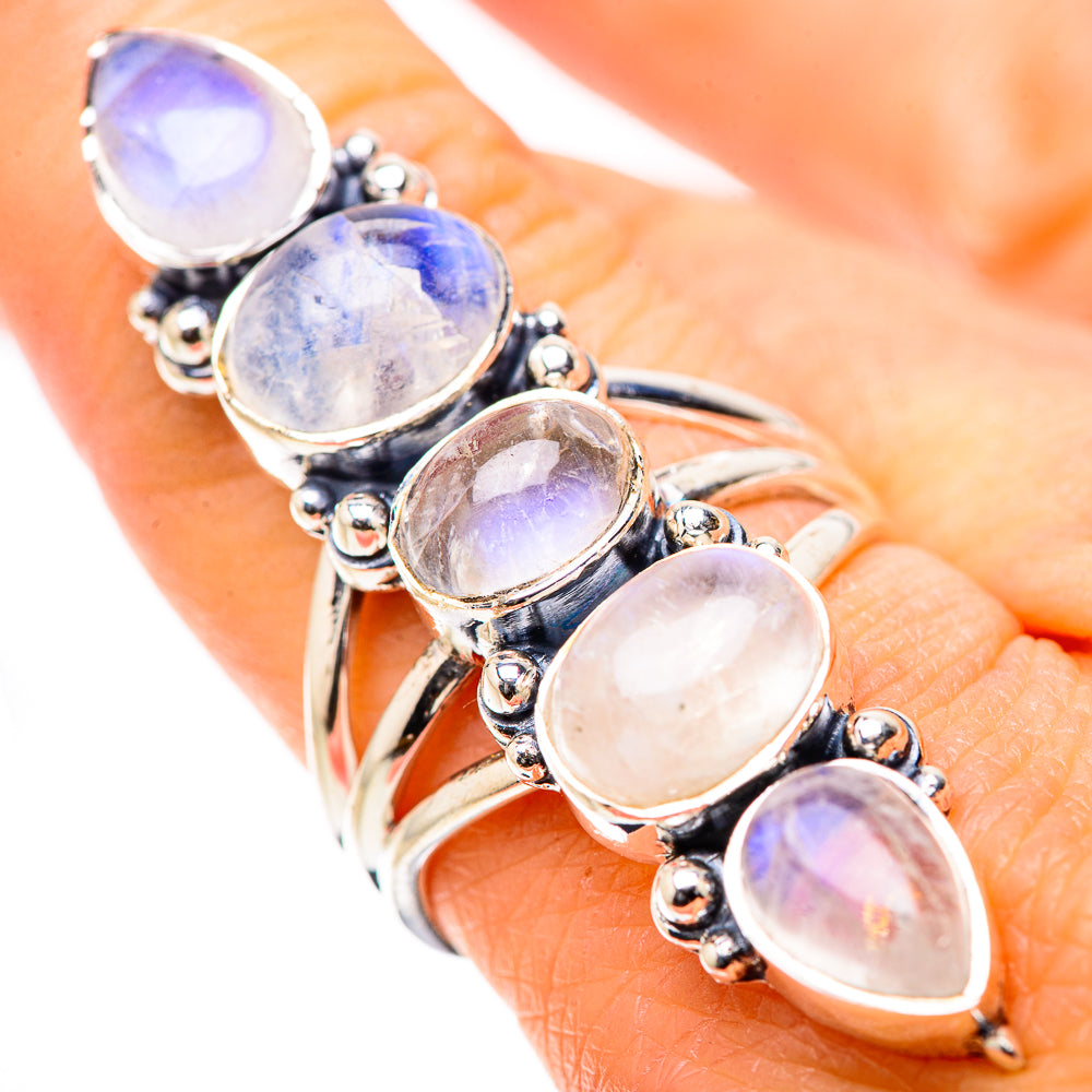 Rainbow Moonstone Rings handcrafted by Anasilvercos - RING133277