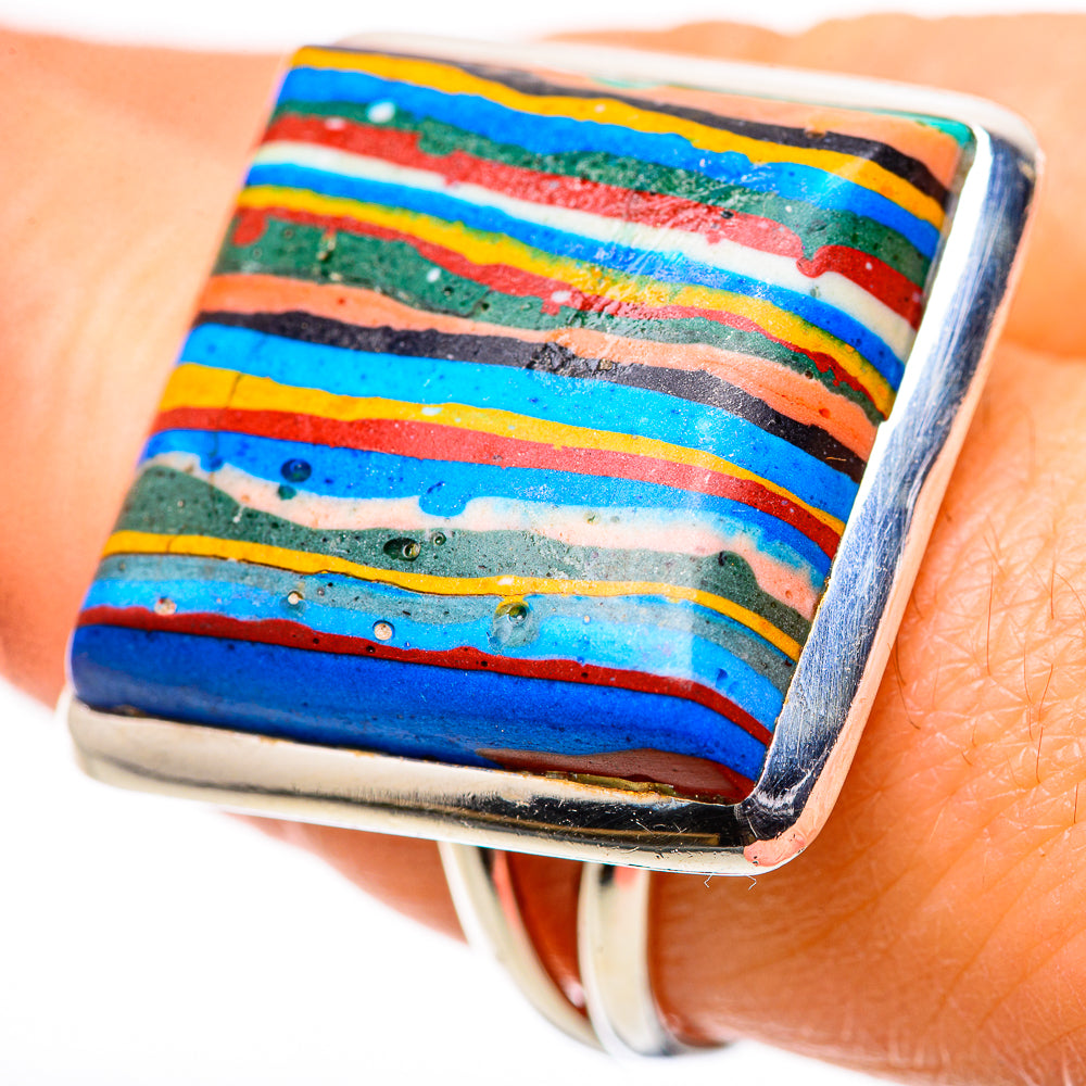 Rainbow Calsilica Rings handcrafted by Anasilvercos - RING133278
