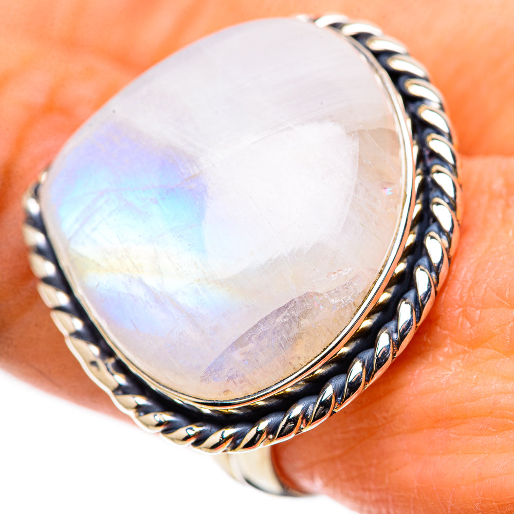 Rainbow Moonstone Rings handcrafted by Anasilvercos - RING133303
