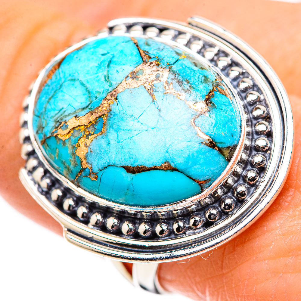 Blue Copper Composite Turquoise Rings handcrafted by Anasilvercos - RING133313