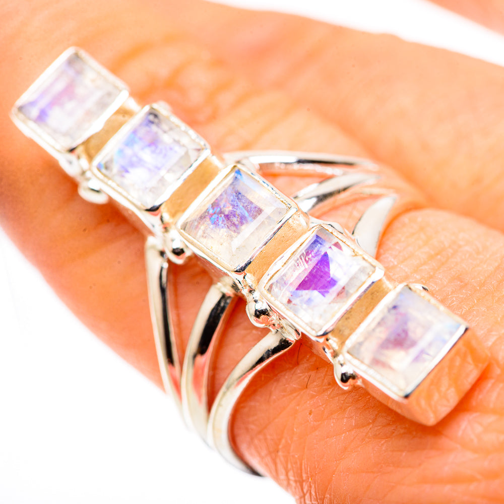 Rainbow Moonstone Rings handcrafted by Anasilvercos - RING133327