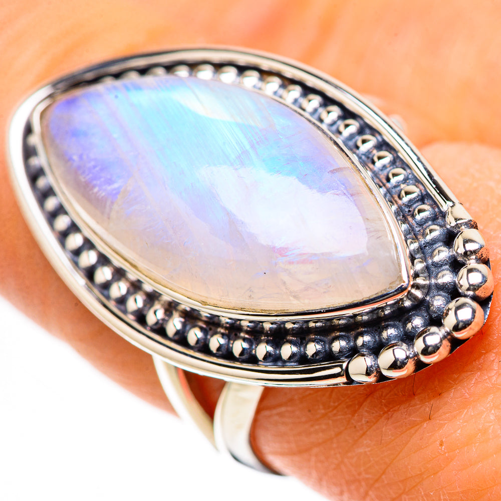 Rainbow Moonstone Rings handcrafted by Anasilvercos - RING133343