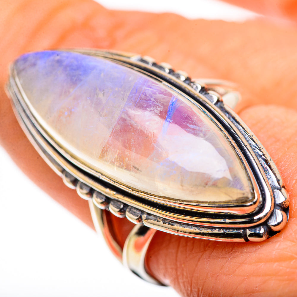 Rainbow Moonstone Rings handcrafted by Anasilvercos - RING133358