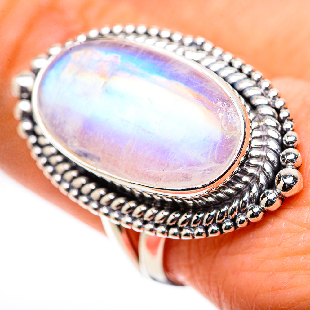 Rainbow Moonstone Rings handcrafted by Anasilvercos - RING133359