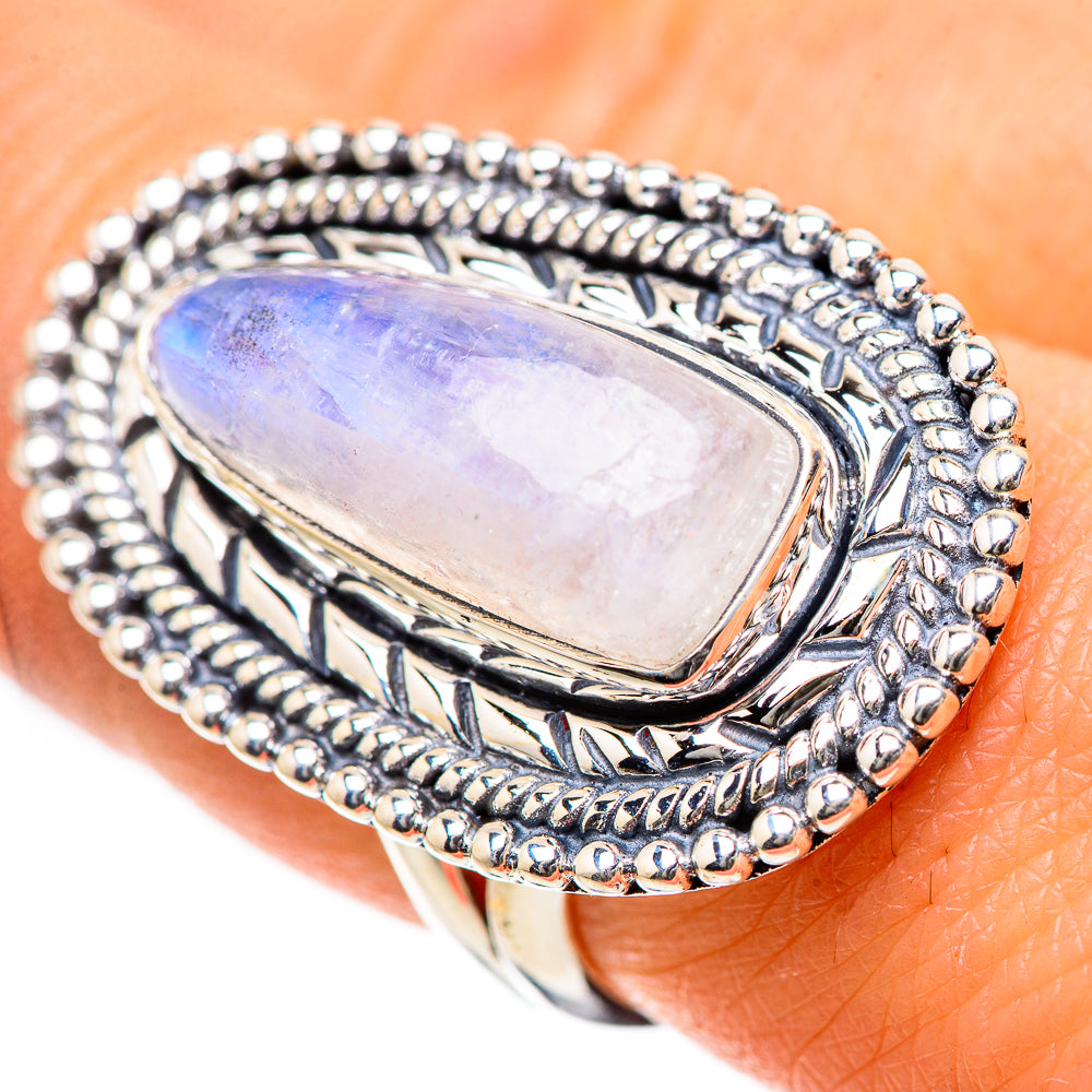 Rainbow Moonstone Rings handcrafted by Anasilvercos - RING133422