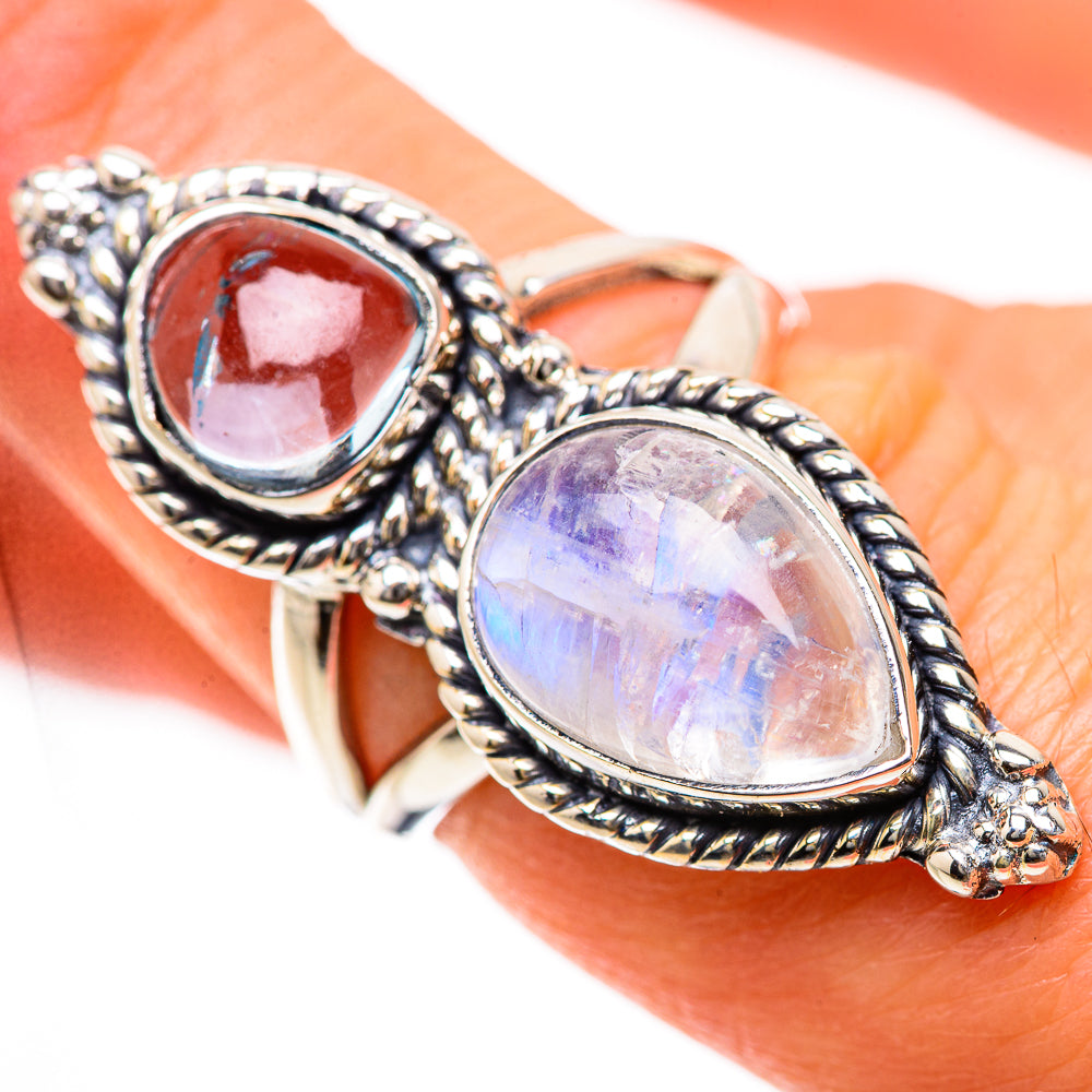 Rainbow Moonstone Rings handcrafted by Anasilvercos - RING133441