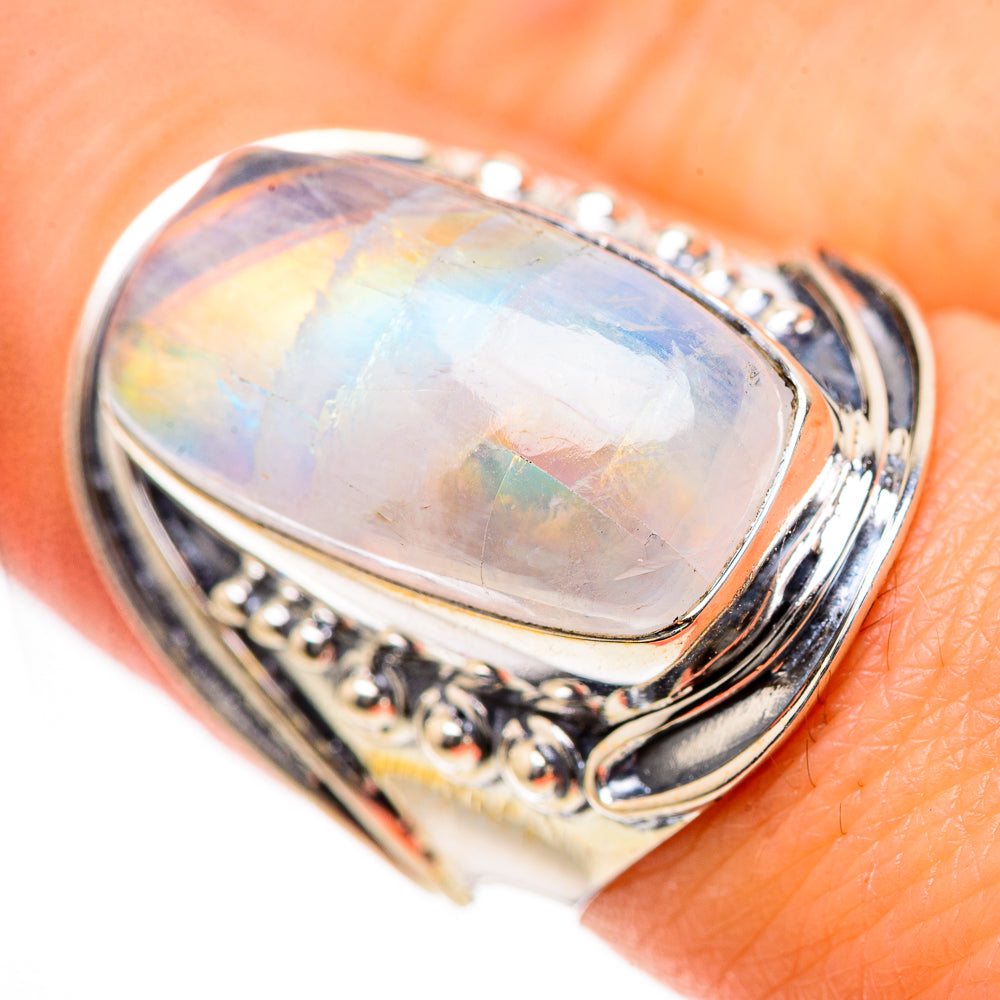 Rainbow Moonstone Rings handcrafted by Anasilvercos - RING133442