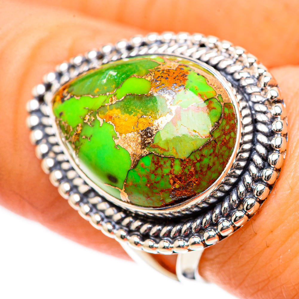 Green Copper Composite Turquoise Rings handcrafted by Anasilvercos - RING133450