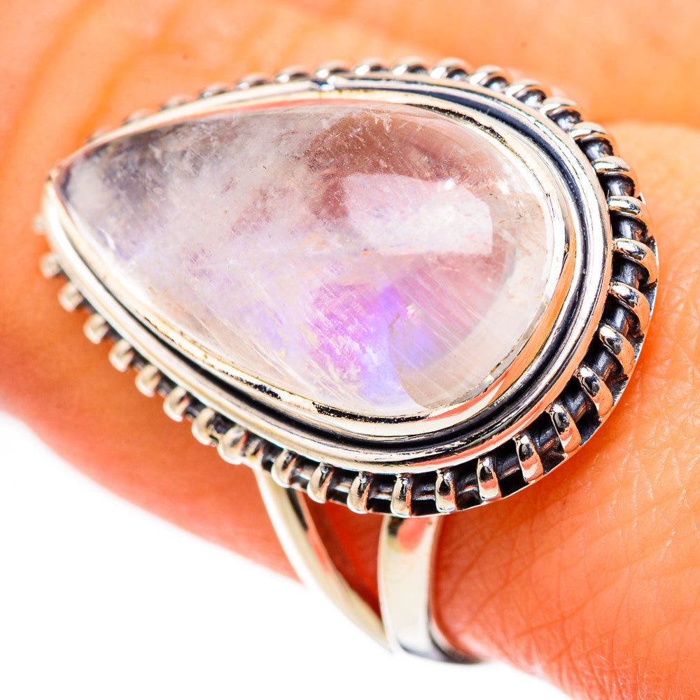 Rainbow Moonstone Rings handcrafted by Anasilvercos - RING133461