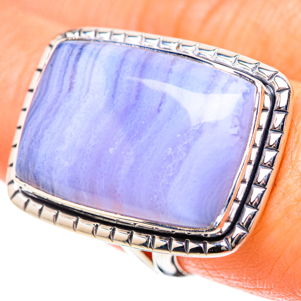 Blue Lace Agate Rings handcrafted by Anasilvercos - RING133463