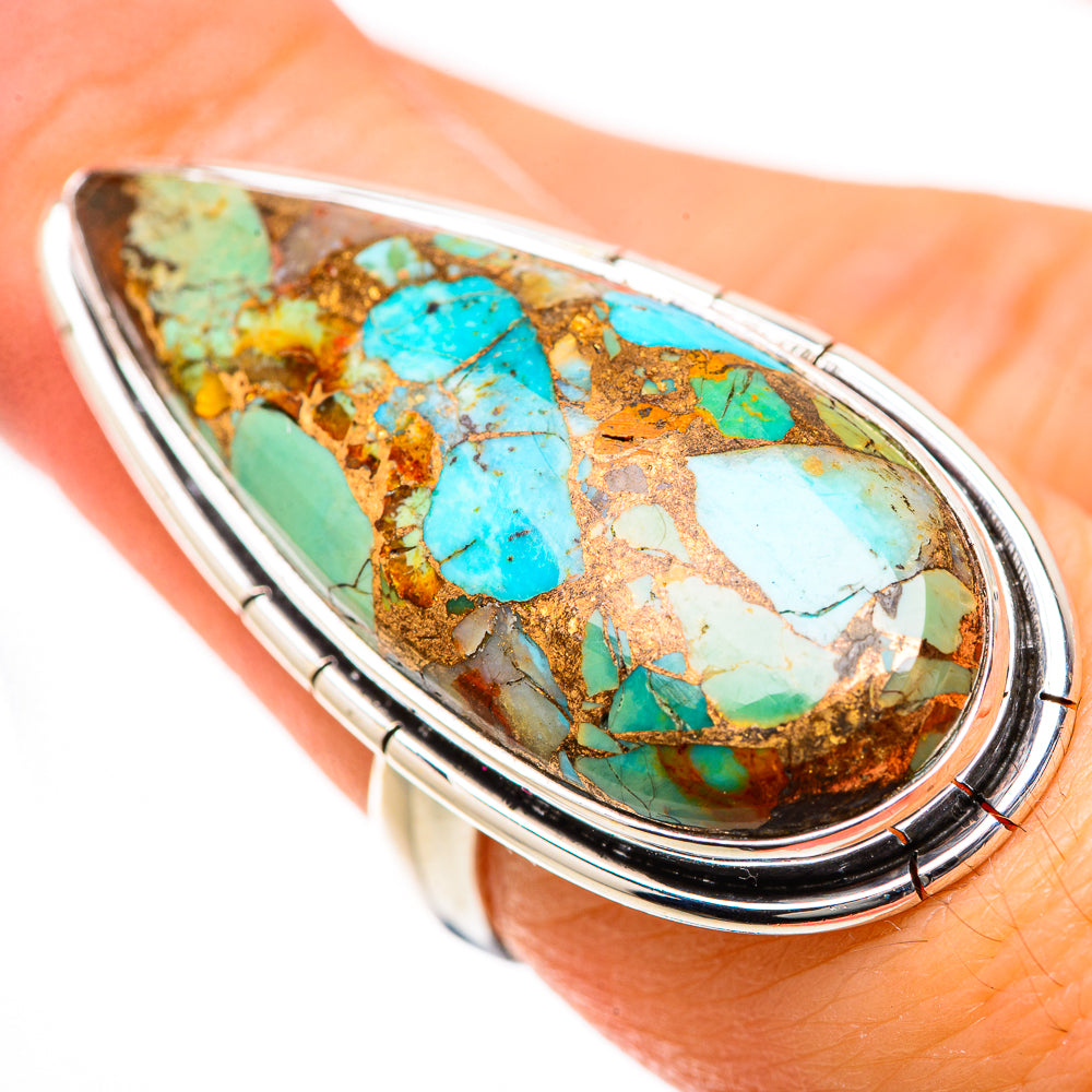 Kingman Mohave Turquoise Rings handcrafted by Anasilvercos - RING133466
