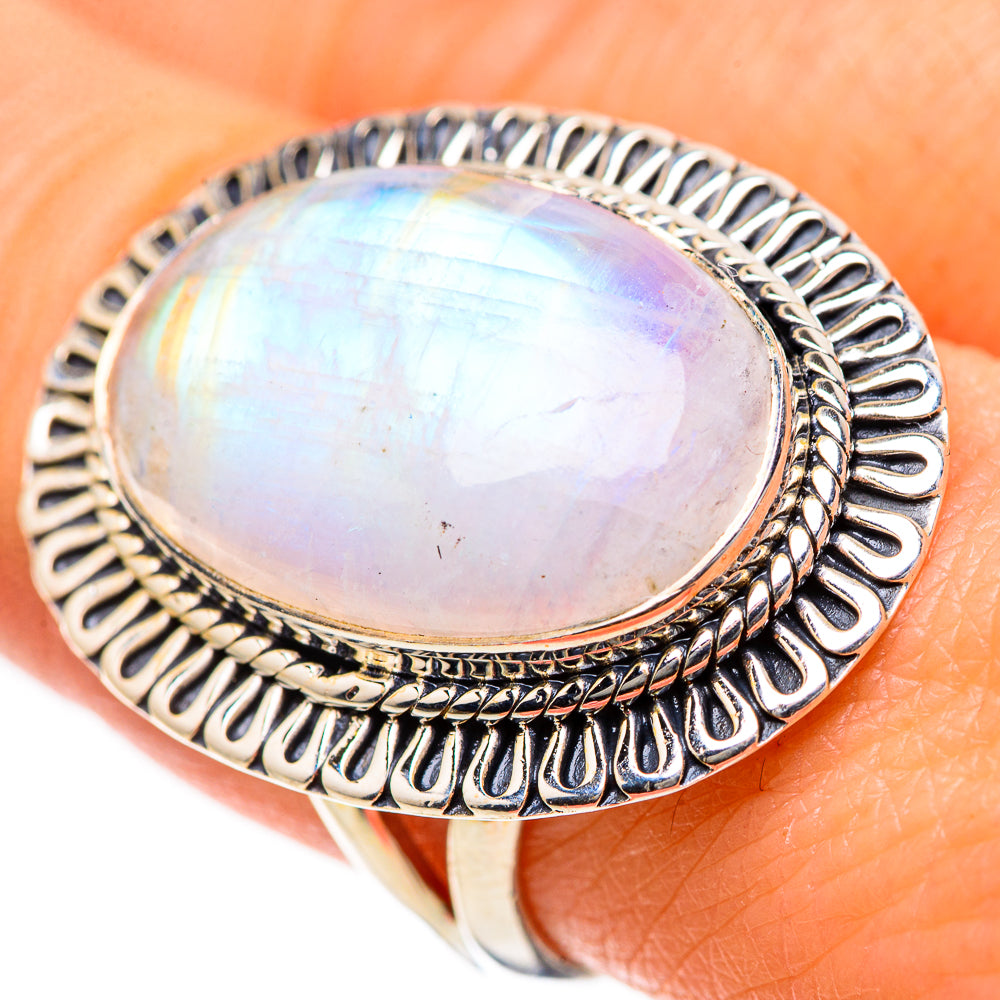 Rainbow Moonstone Rings handcrafted by Anasilvercos - RING133487