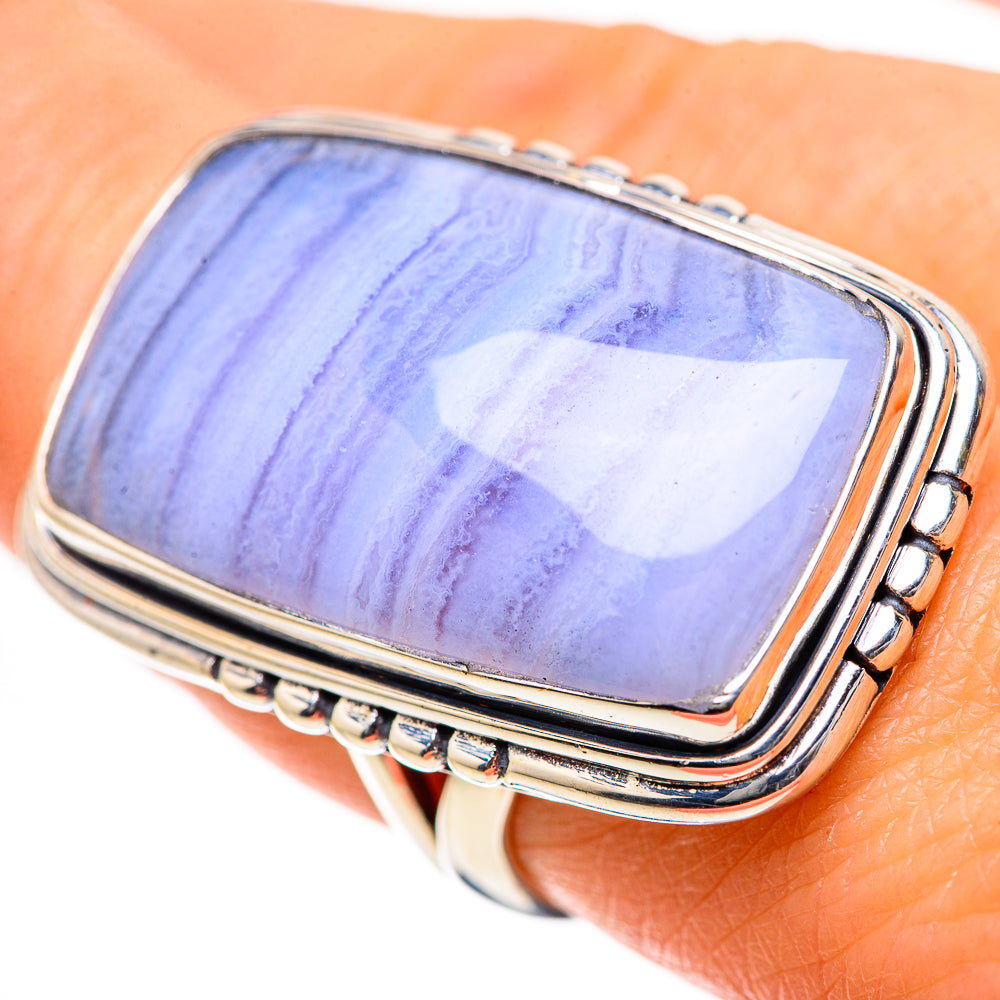 Blue Lace Agate Rings handcrafted by Anasilvercos - RING133488