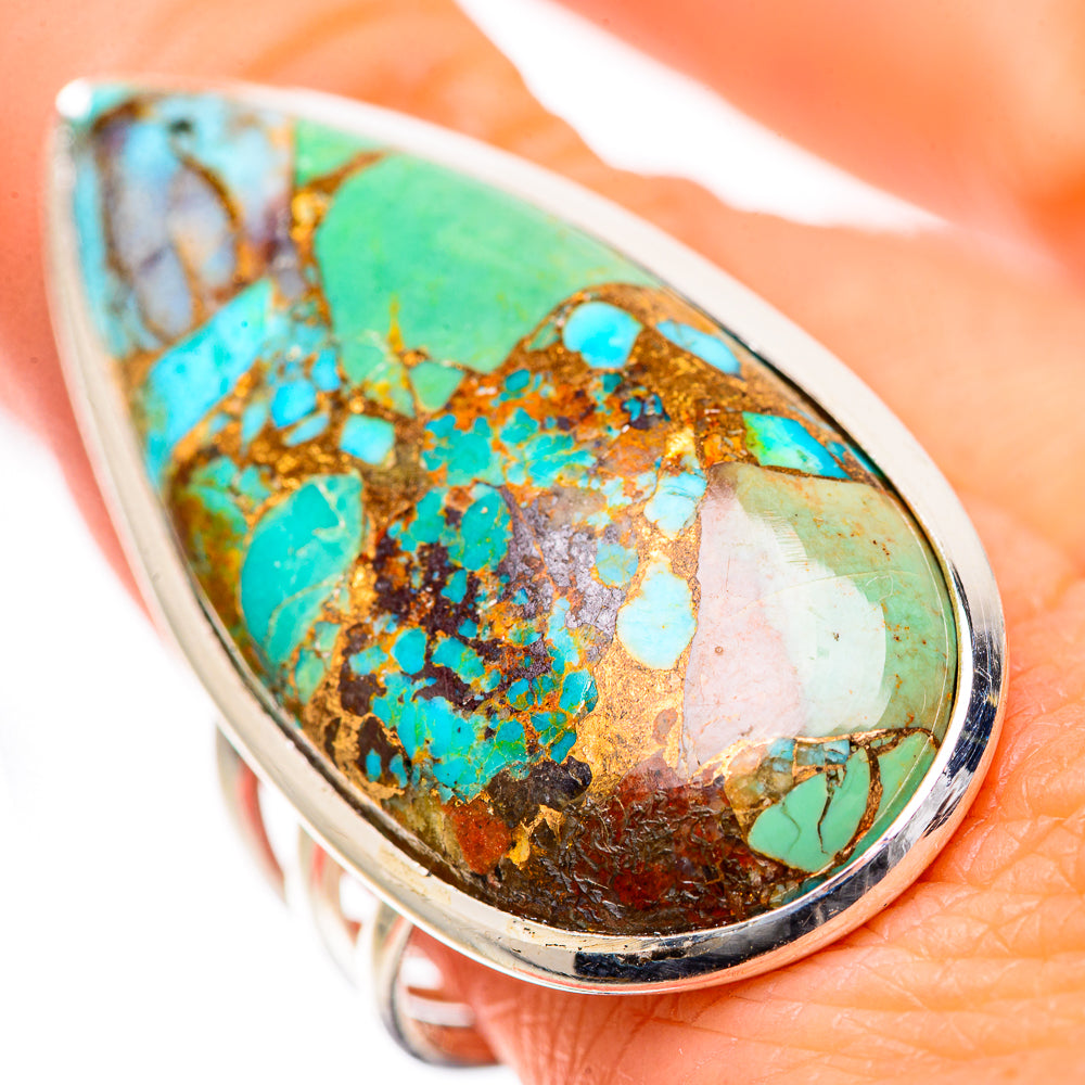 Kingman Mohave Turquoise Rings handcrafted by Anasilvercos - RING133493