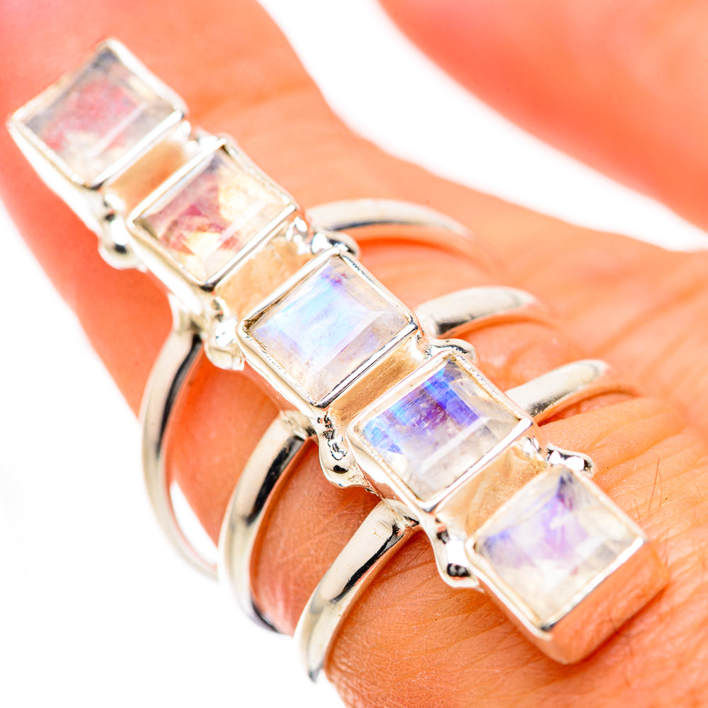 Rainbow Moonstone Rings handcrafted by Anasilvercos - RING133523