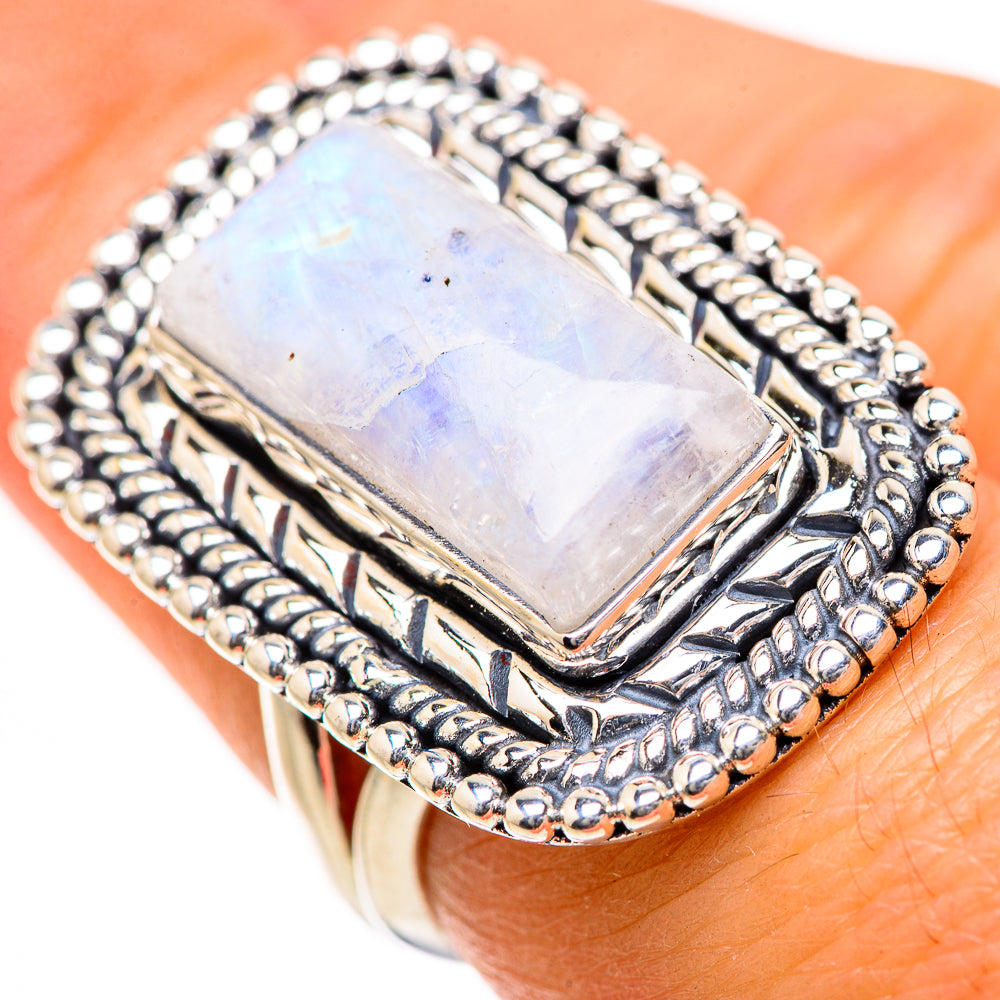 Rainbow Moonstone Rings handcrafted by Anasilvercos - RING133524
