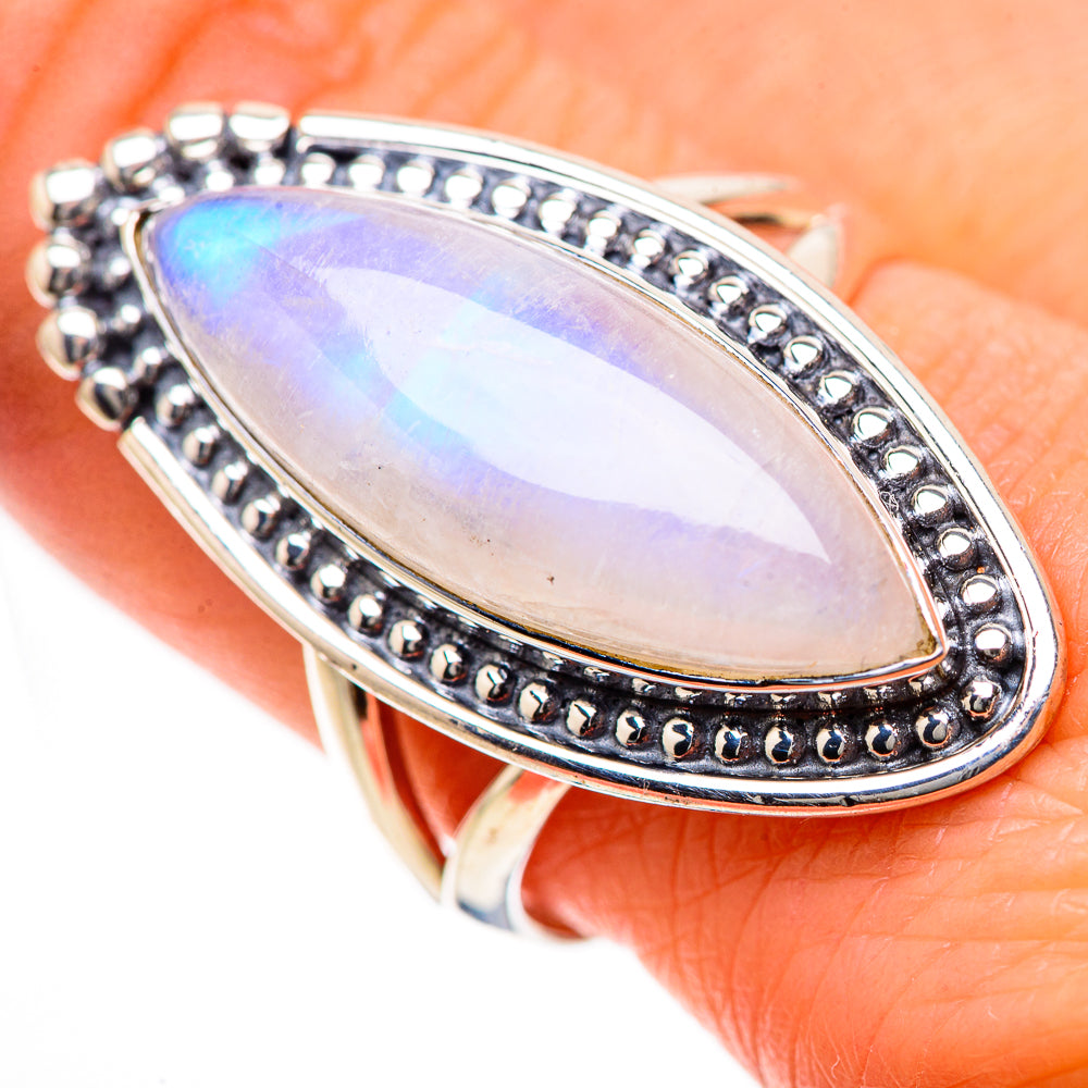 Rainbow Moonstone Rings handcrafted by Anasilvercos - RING133537