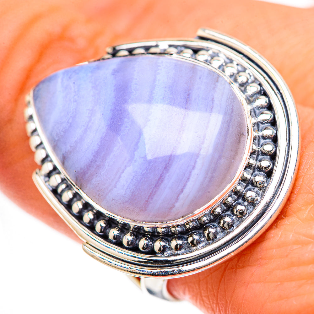 Blue Lace Agate Rings handcrafted by Anasilvercos - RING133538