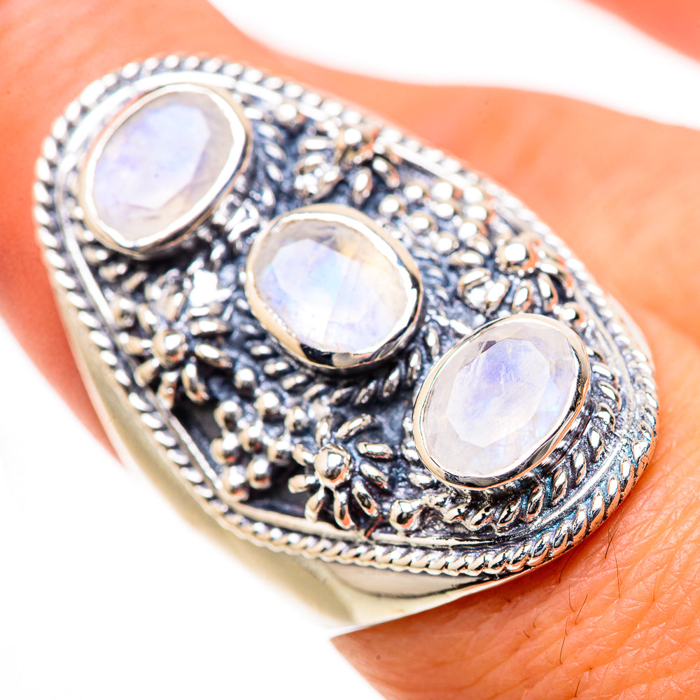 Rainbow Moonstone Rings handcrafted by Anasilvercos - RING133539