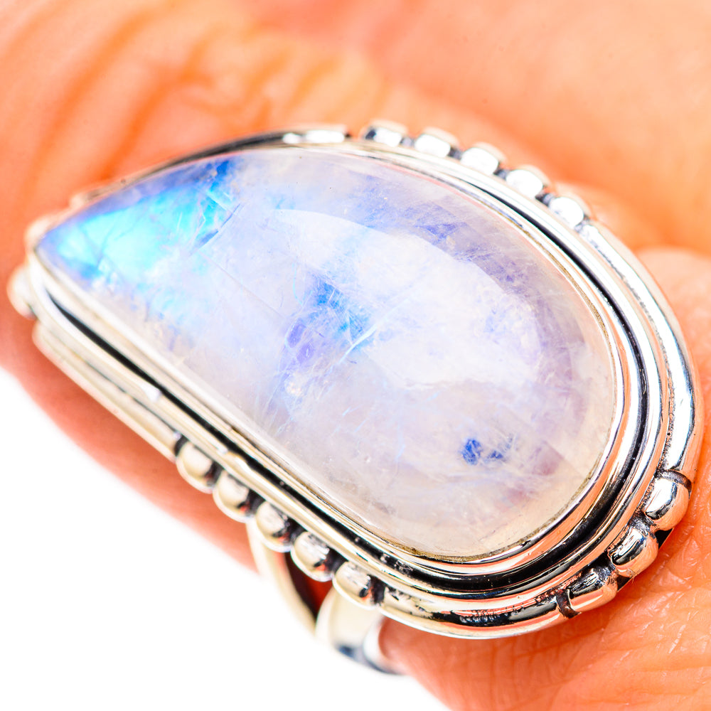 Rainbow Moonstone Rings handcrafted by Anasilvercos - RING133553