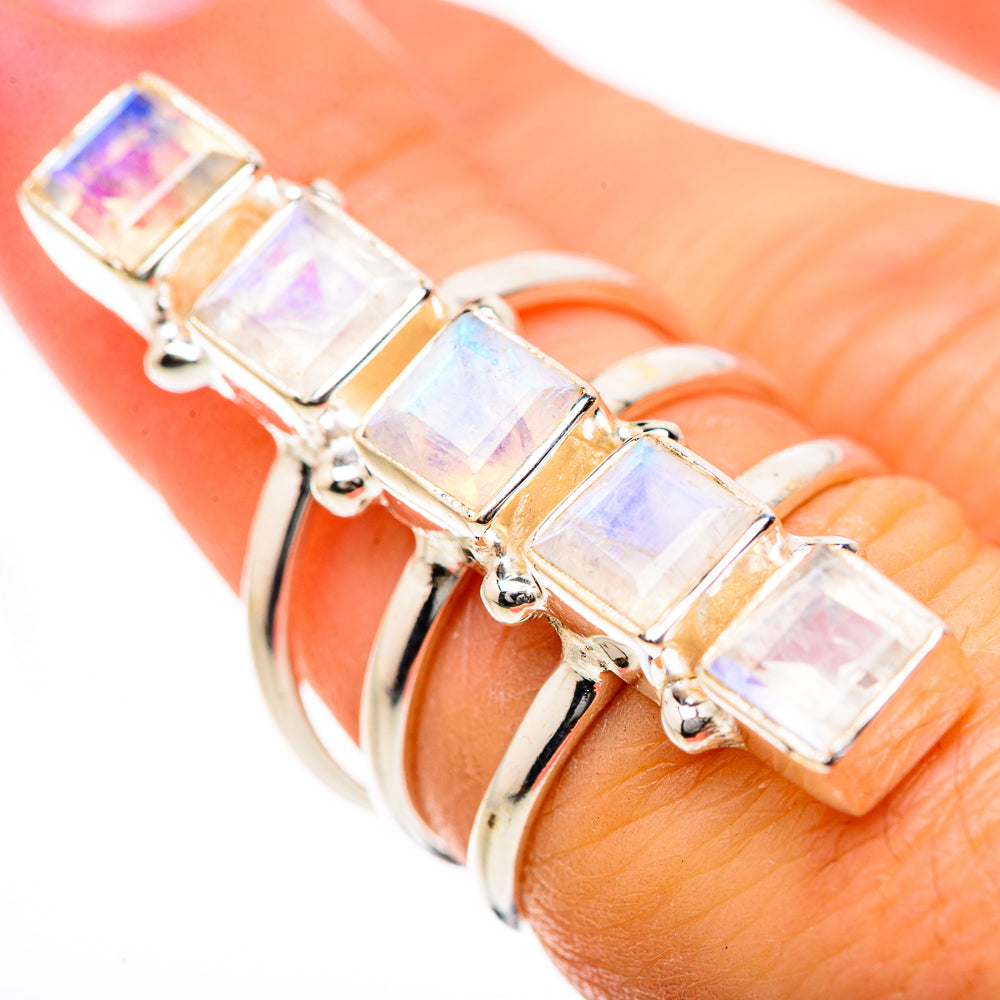 Rainbow Moonstone Rings handcrafted by Anasilvercos - RING133555