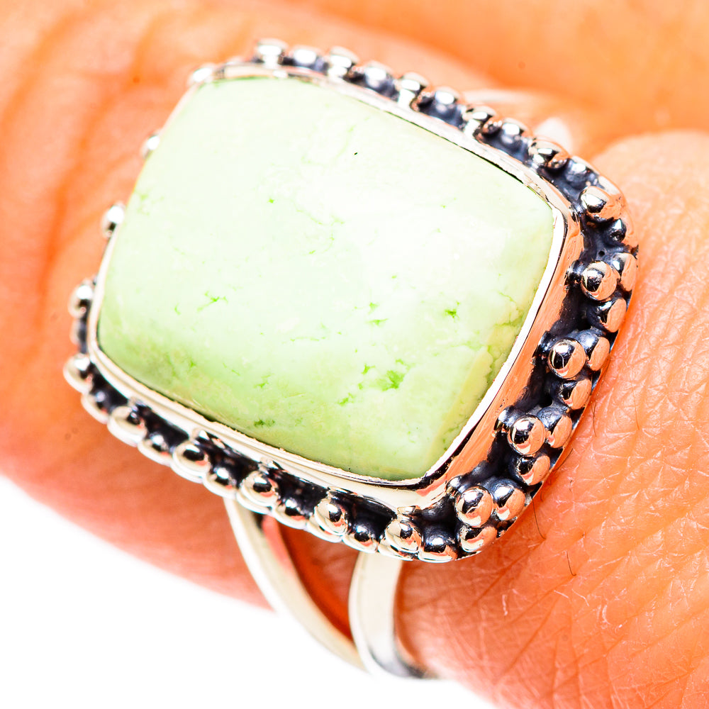 Lemon Chrysoprase Rings handcrafted by Anasilvercos - RING133573