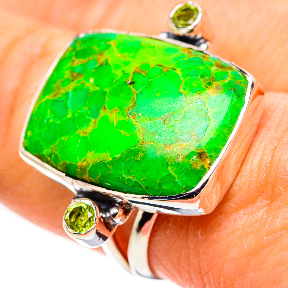 Green Copper Composite Turquoise Rings handcrafted by Anasilvercos - RING133574