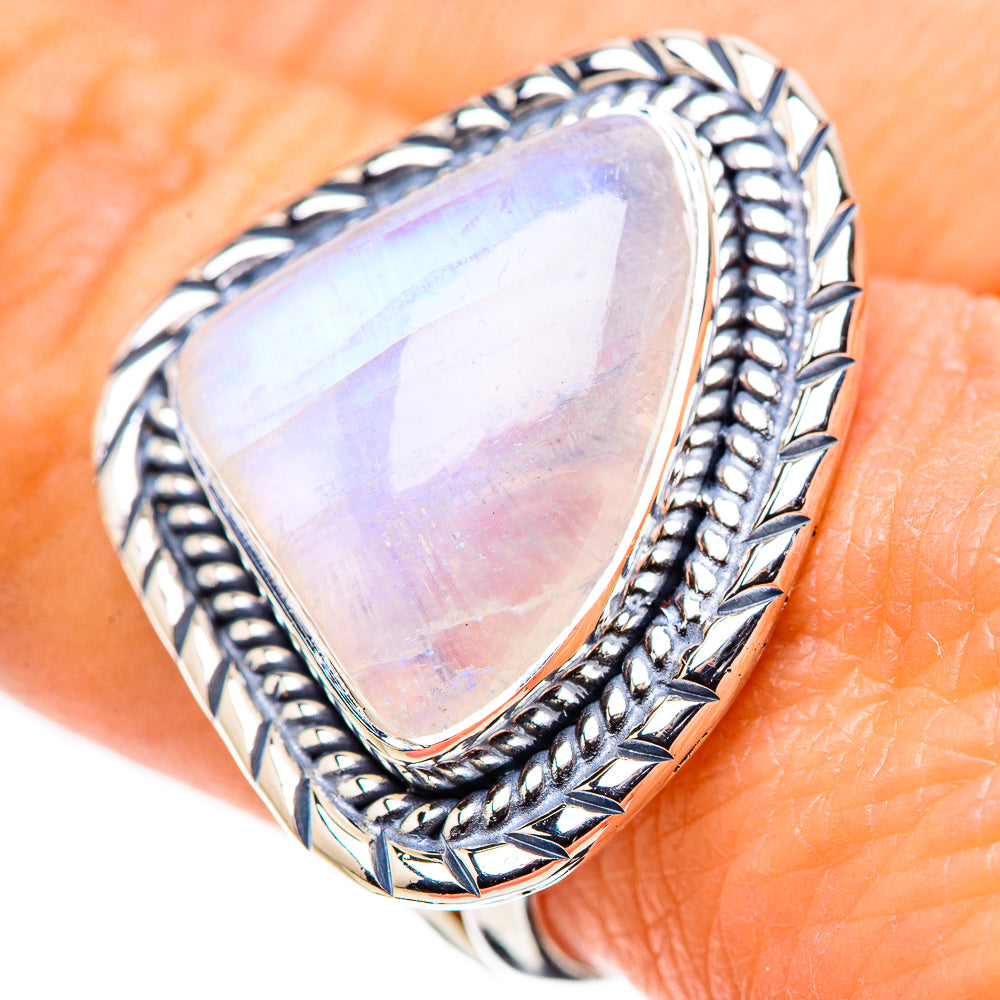 Rainbow Moonstone Rings handcrafted by Anasilvercos - RING133591