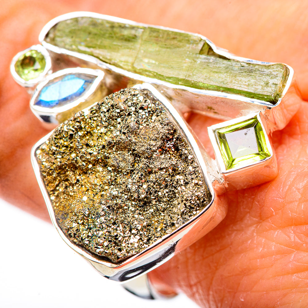Spectro Pyrite Druzy Rings handcrafted by Anasilvercos - RING133593