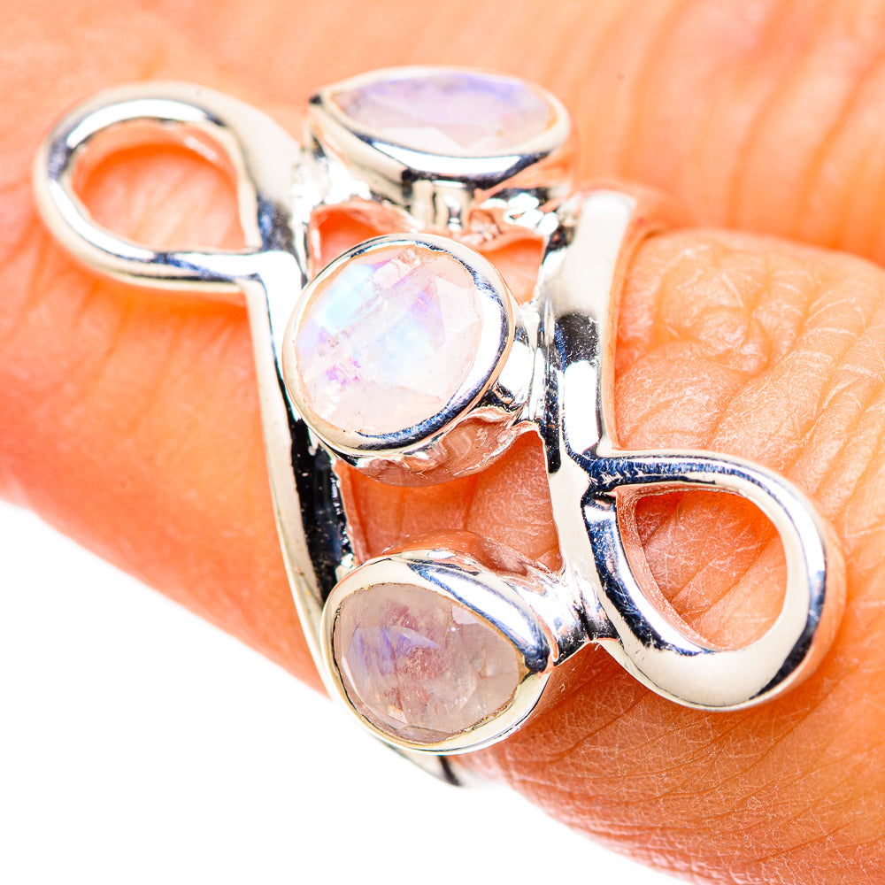 Rainbow Moonstone Rings handcrafted by Anasilvercos - RING133624