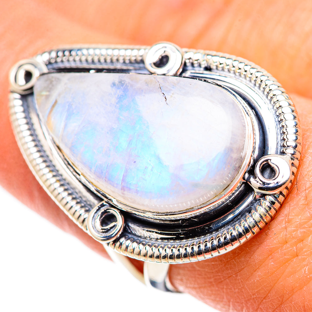 Rainbow Moonstone Rings handcrafted by Anasilvercos - RING133625