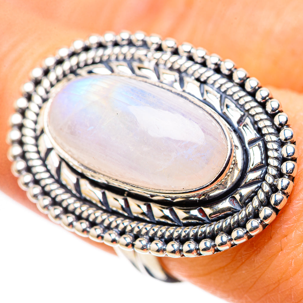 Rainbow Moonstone Rings handcrafted by Anasilvercos - RING133656