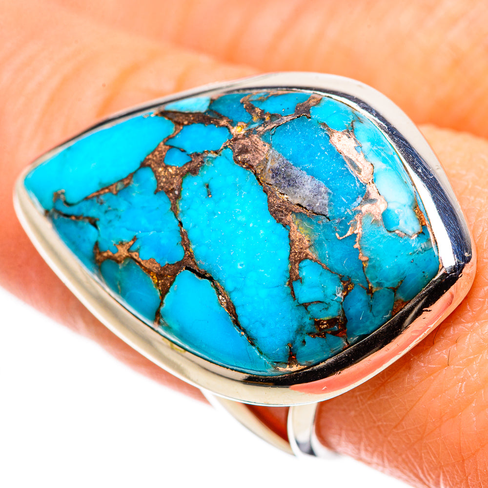 Blue Copper Composite Turquoise Rings handcrafted by Anasilvercos - RING133691